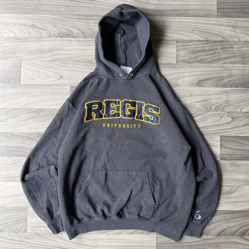 Champion Regis University Hoodie Size L Charcoal Grey